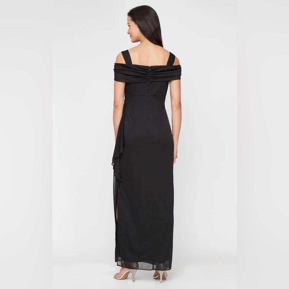 Alex Evenings- Black cold shoulder dress- ladies size 12 - Picture 3 of 13